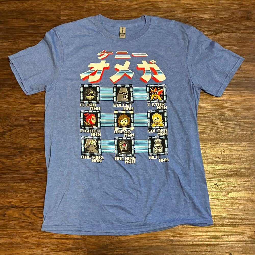 Kenny Omega Mega Man Parody T-Shirt Large AEW NJPW Gaming Tee Rare